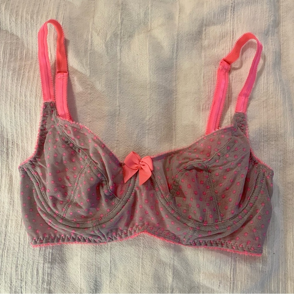 Claudette grey & pink underwire bra